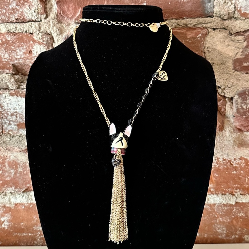 New Betsey Johnson Frenchie Bulldog Necklace